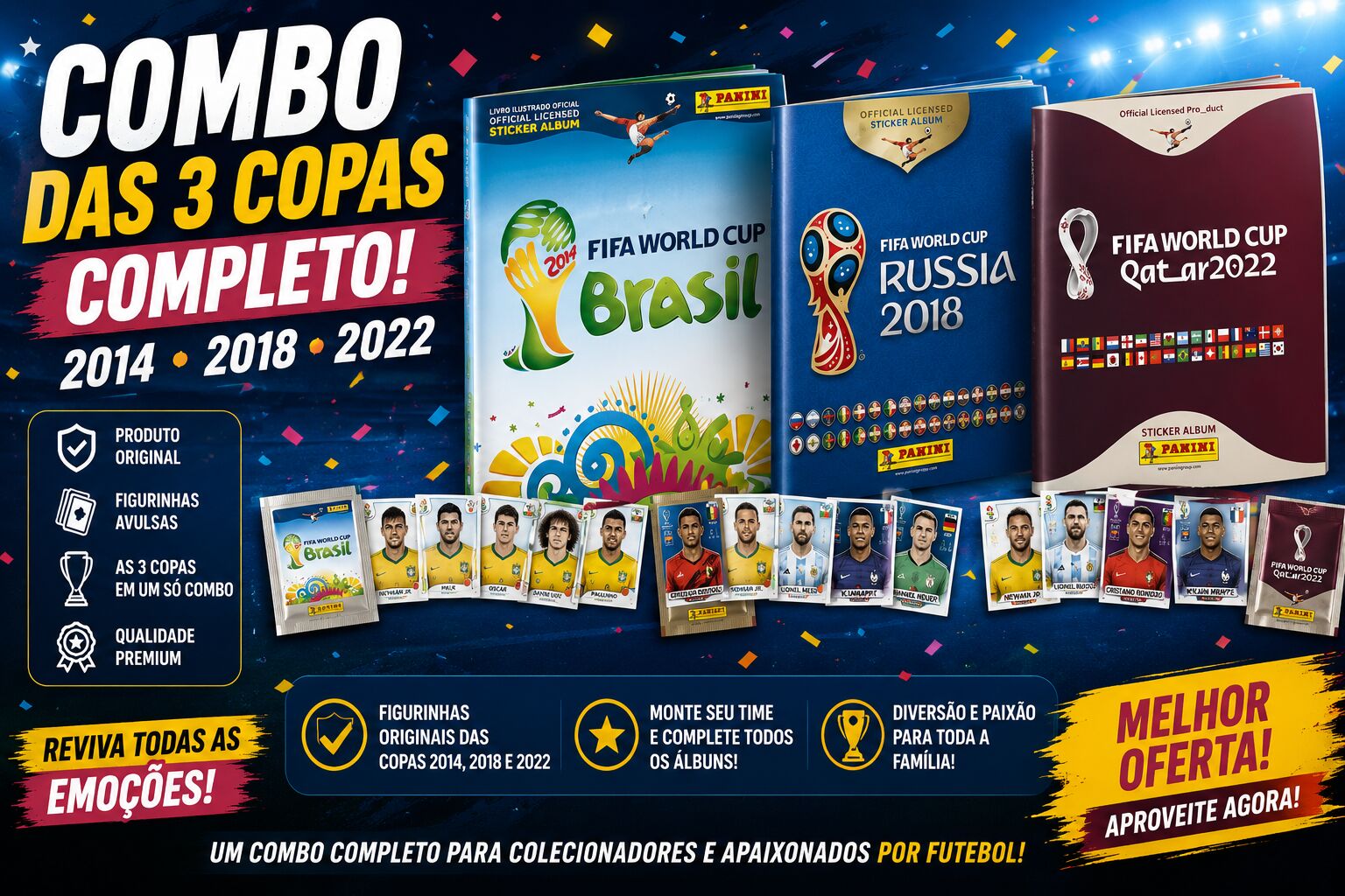 Combo das 3 Copas: 2014, 2018 e 2022